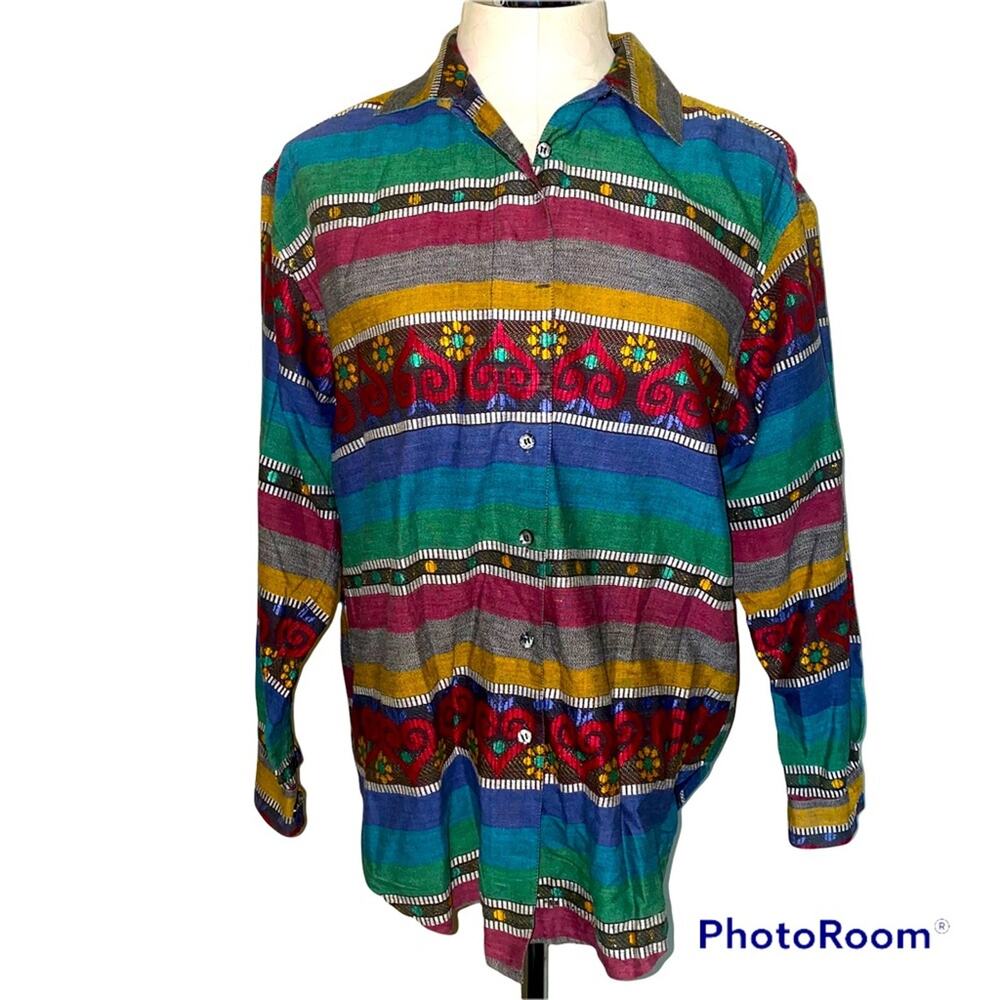 Vintage Angelique Imports Inc. 1991 Abstract Print Multicolored Medium shirt